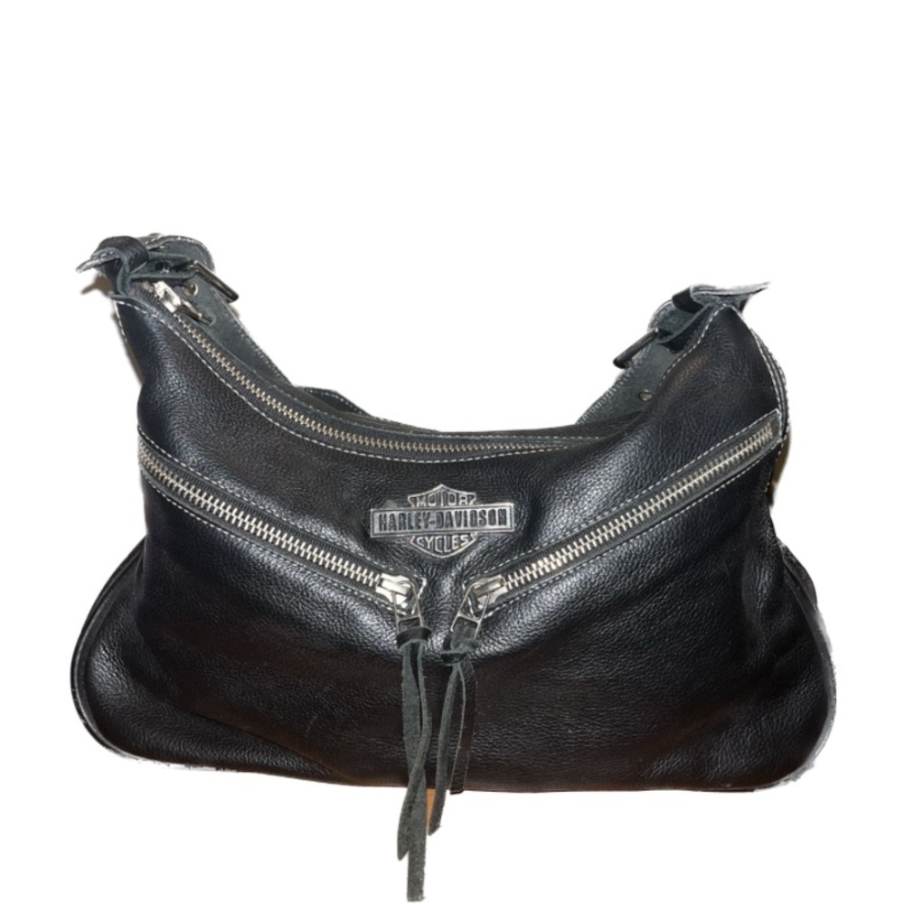 Gently Used- Harley-Davidson Women's Double Zipper Shoulder Bag Genuine Leather